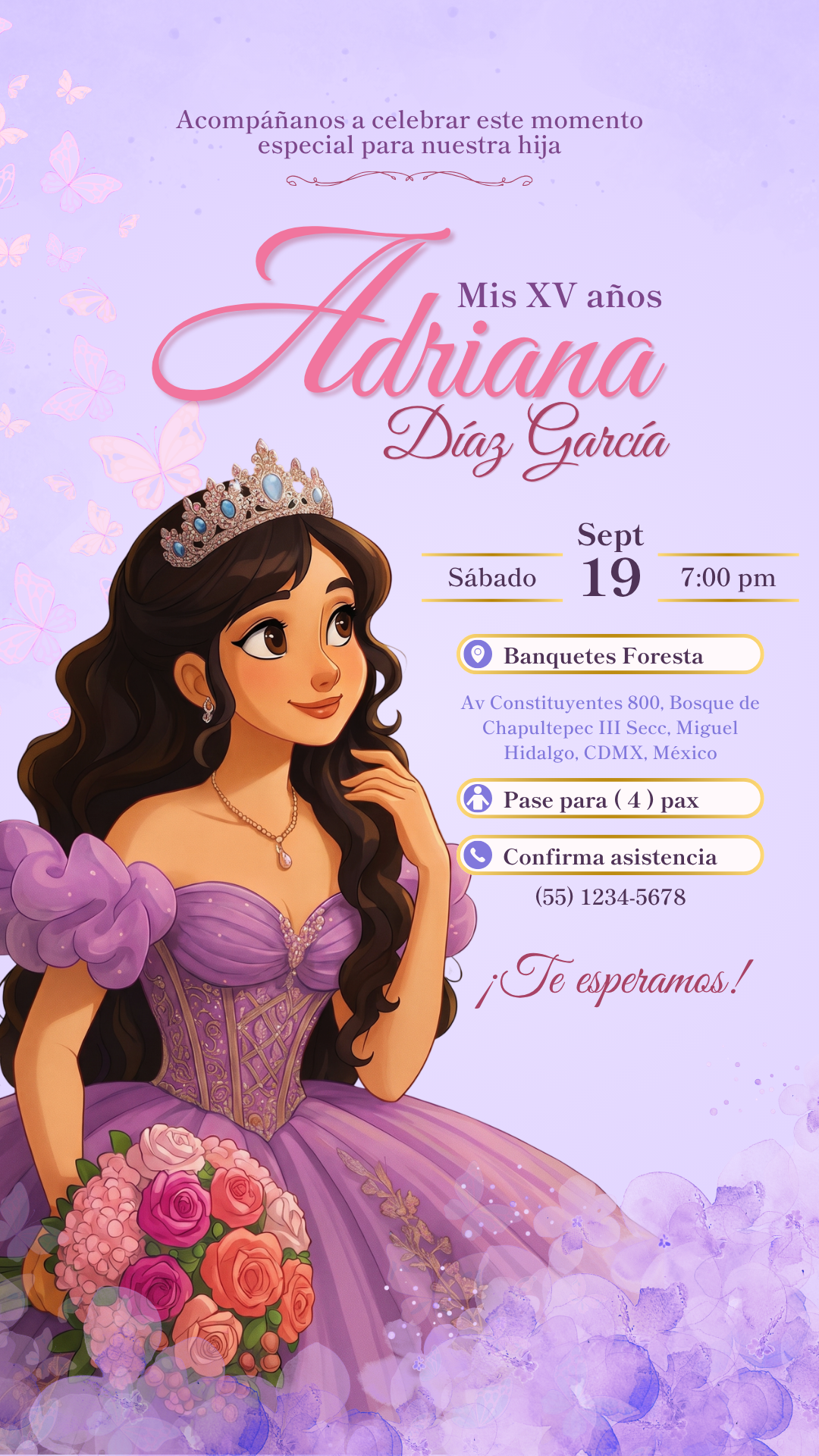 Invitación en imagen para XV años