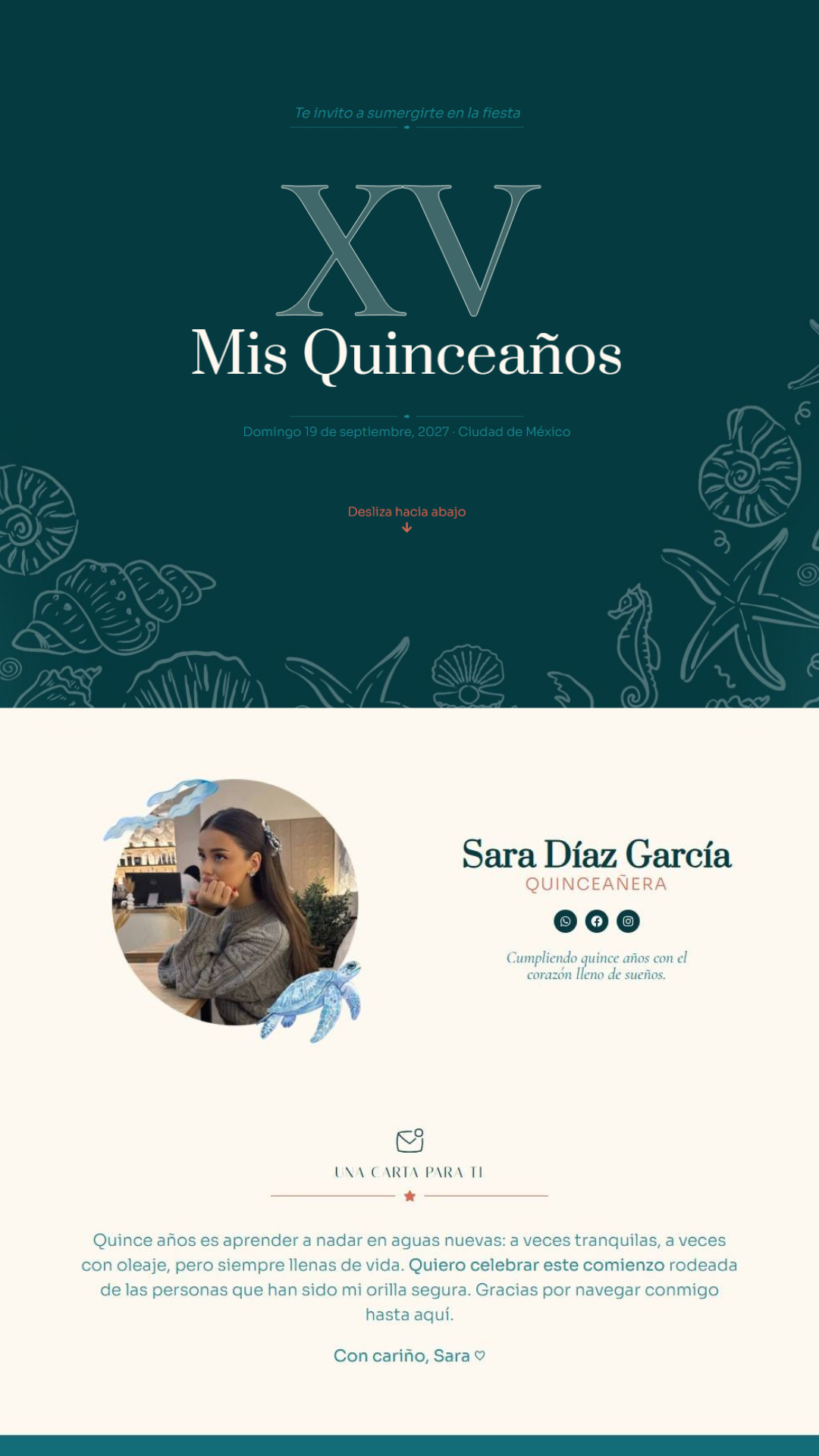 Invitación web estilo interactivo para XV años