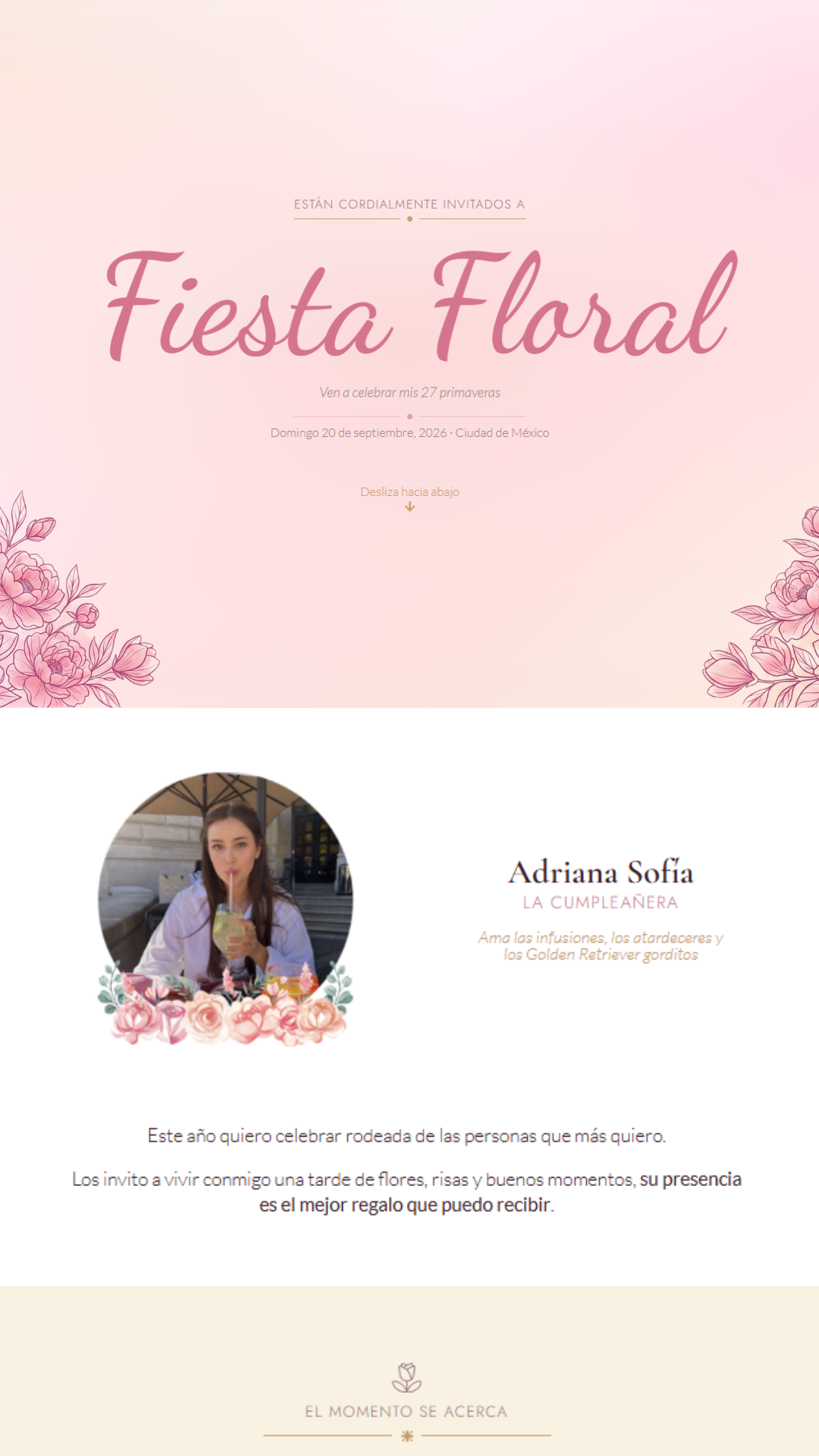 Invitación web estilo minimalista para cumpleaños infantil