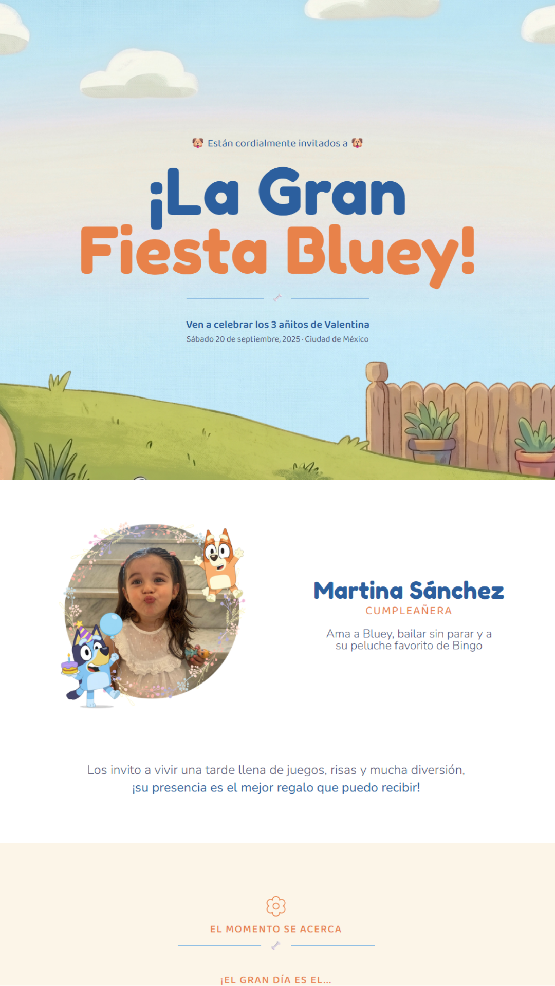 Invitación web estilo minimalista para cumpleaños de adulto
