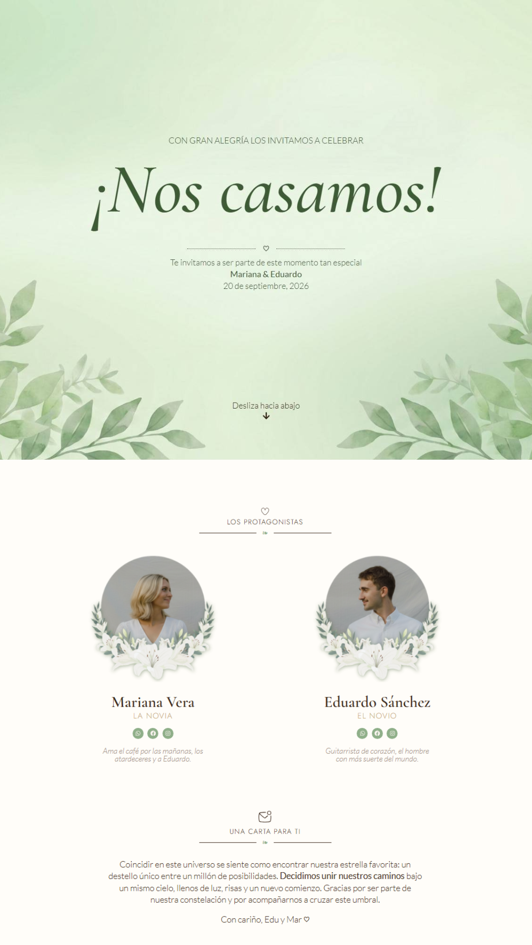 Invitación web para boda - ejemplo 1