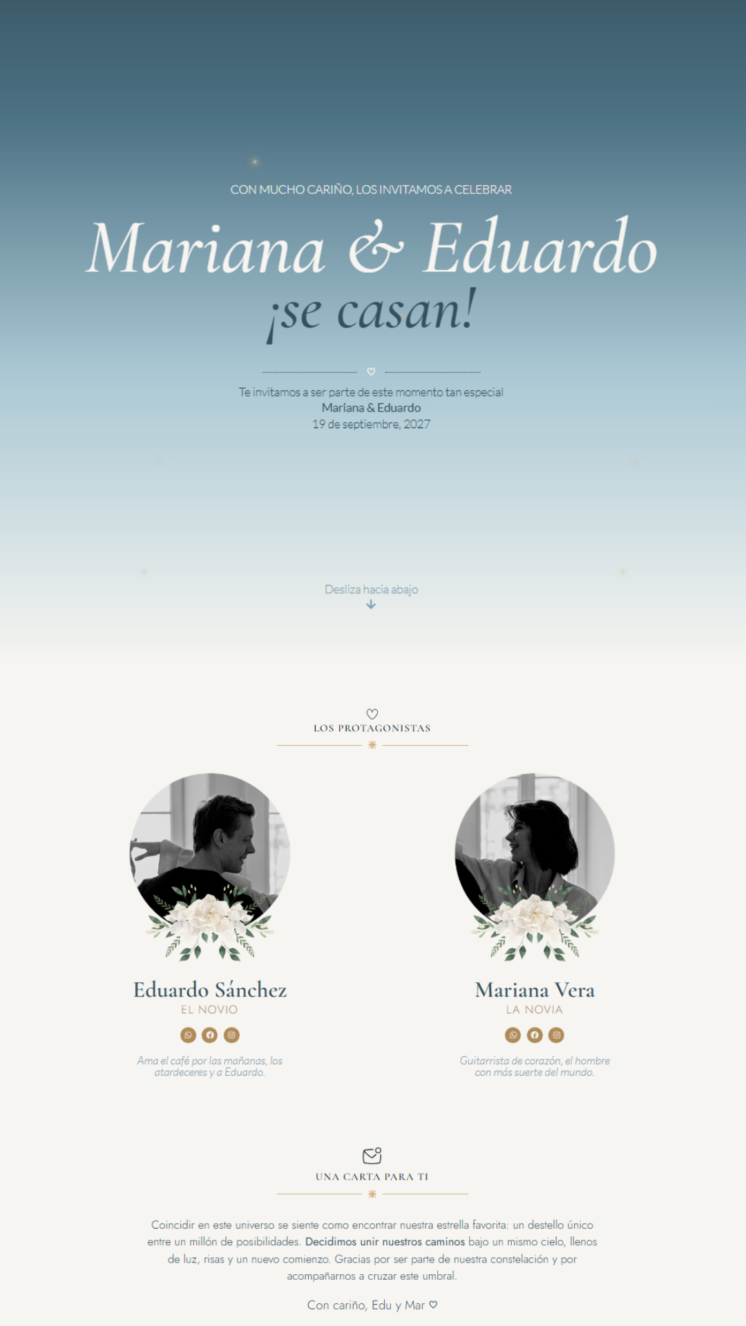 Invitación web estilo interactivo para boda
